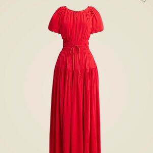 J. Crew Elena puff sleeve dress in dotted crepe de chine